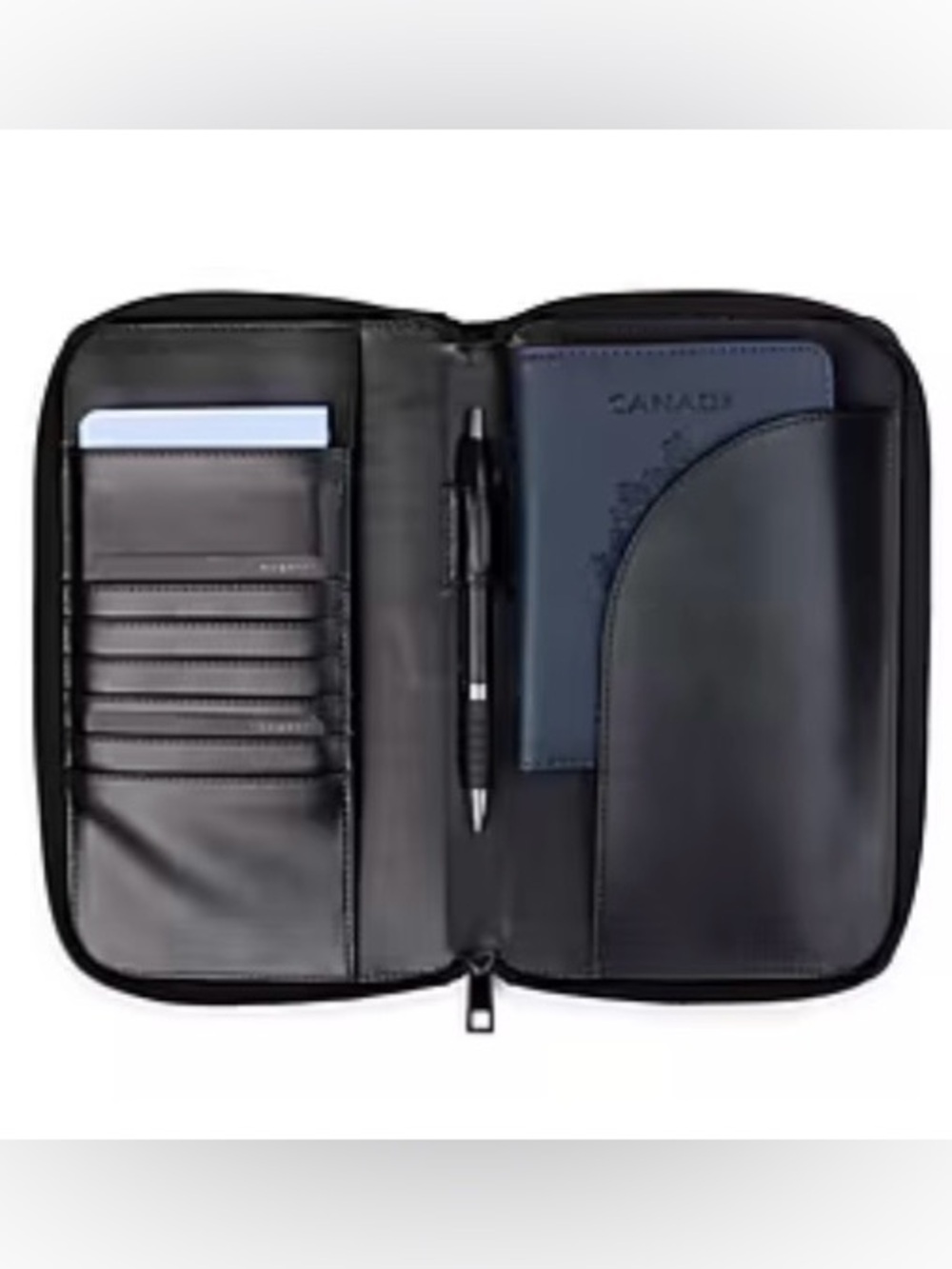 Faux Leather Black Textured Passport Holder Travel Wallet Case NWT✅